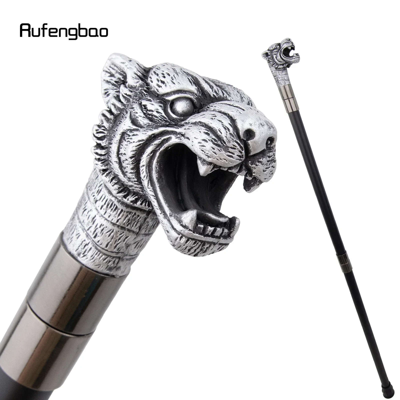 

Silver Resin Leopard Head Walking Cane Fashion Decorative Steel Stick Gentleman Elegant Cosplay Cane Knob Crosier 94cm