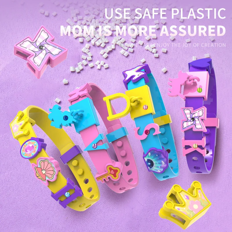 Girls' DIY Beaded Bracelet Kit - 100+ Alphabet Charms & Safe Elastic String, Educational Craft Toy for Ages 3+, Focus Training