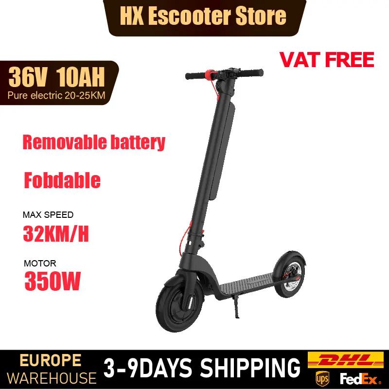 HX X8 Powerful Electric Scooter Adult 350W 10AH 36V Electric Kick Scooter Foldable 10.0 inch Wheel Self-Balance E Scooter