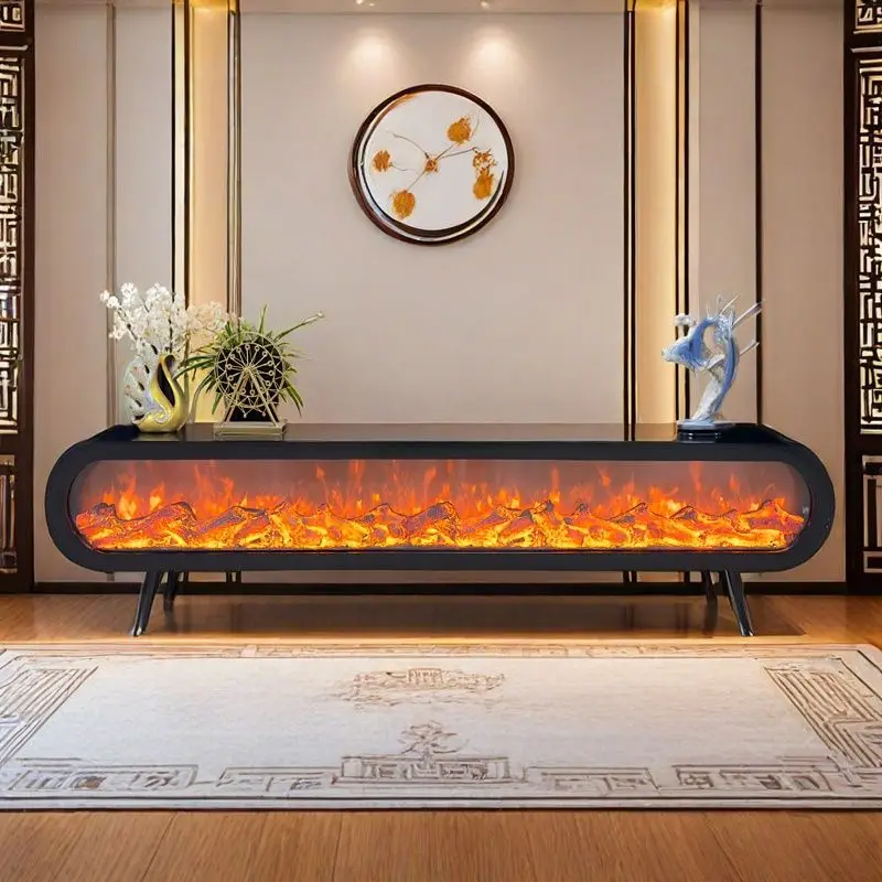 خزانة تلفزيون بيضاوية كلاسيكية حديثة لتزيين مدفأة سوداء فريدة من نوعها خزانة تلفزيون فاخرة إسكندنافية Mueble Para أثاث تلفزيون منزلي #1