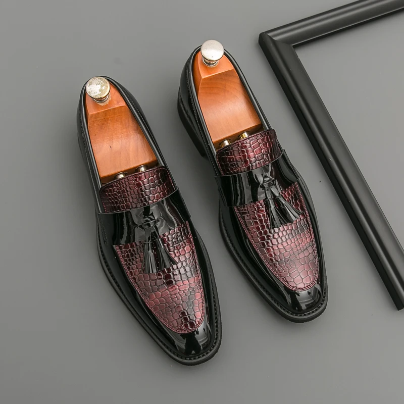 

Men Loafers PU Splicing Tassel Decoration Trend Classic Business Banquet Men Shoes Size 38-46