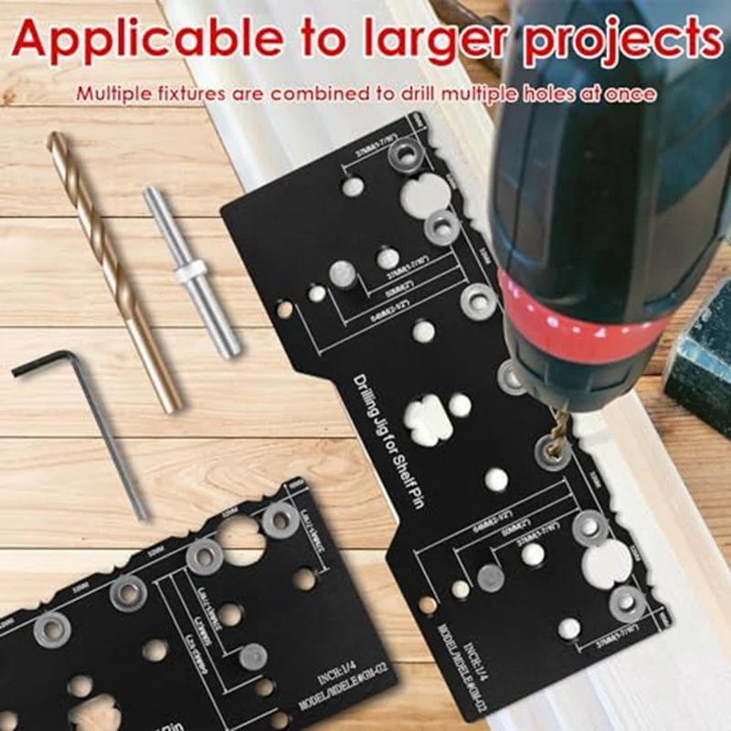 Shelf Pin Jig Shelf Pin Drilling Template 1/4 Inch Shelf Pin Black Guide Precise Cabinet Mounting Template Jig