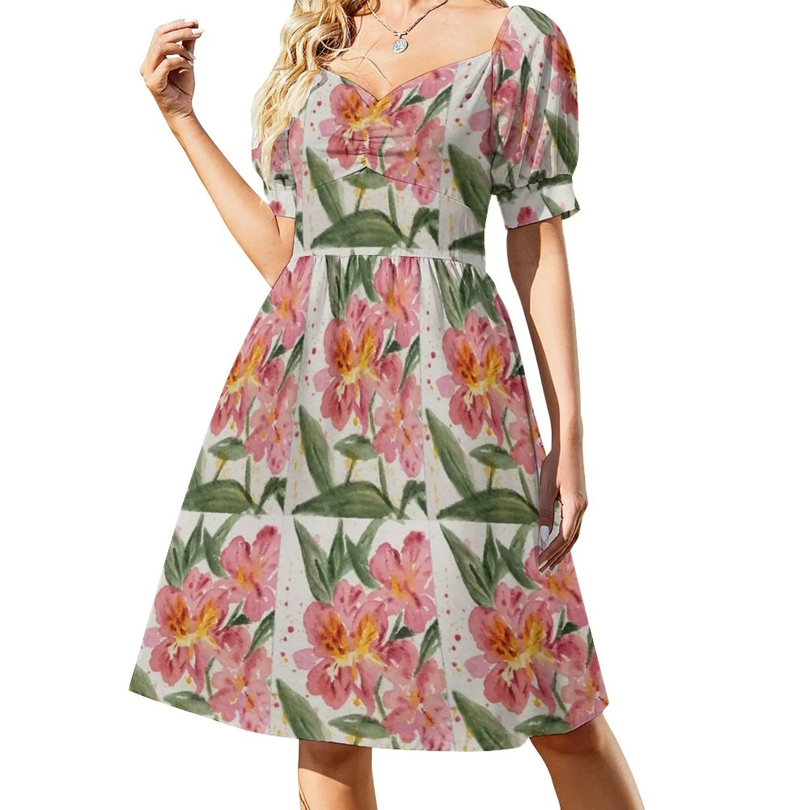 

Spring Floral Peruvian Lily Sleeveless Dress women dresses women's evening dresses 2023