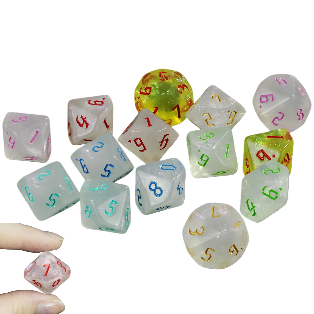 10pcs D10 Dice Set Digital 0-9 Polyhedral 10 Sided Dice for Funny Party Board Game DND TRPG
