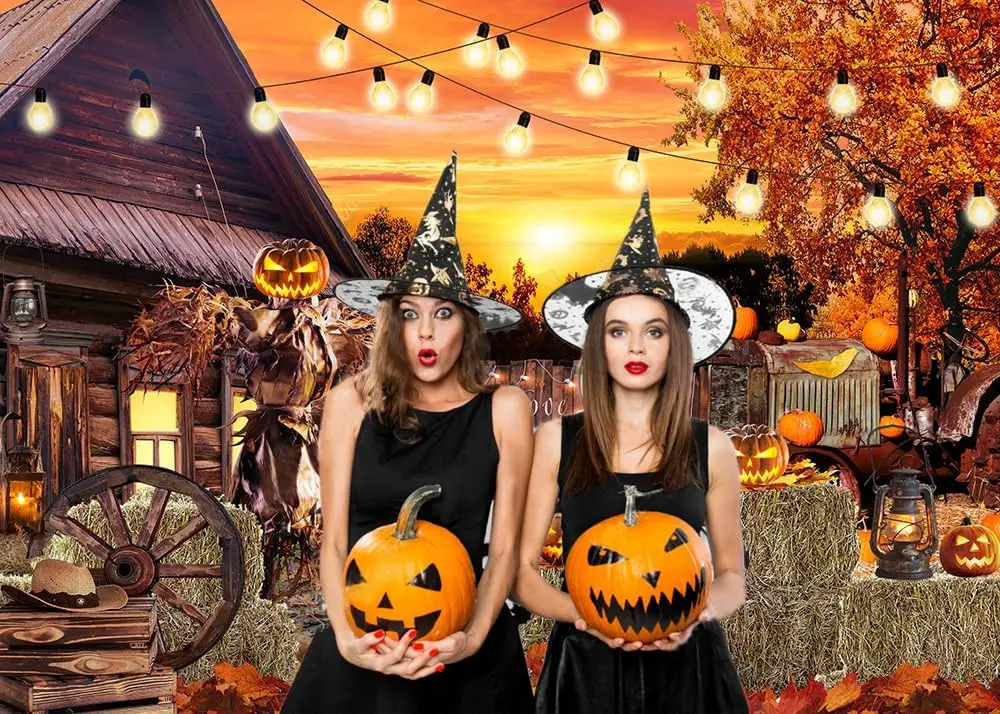 CHAIYA Halloween Photography Backdrop Hallowmas Eve Gloomy Devil Pumpkin Background Horrible Scarecrow Party Banner Hallow