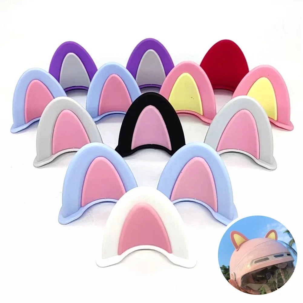 

2Pcs Cute Cat Ears Helmet Decoration Motorcycle Electric Stickers Decor Multicolor Motorcycle Helmets Accessories Universal