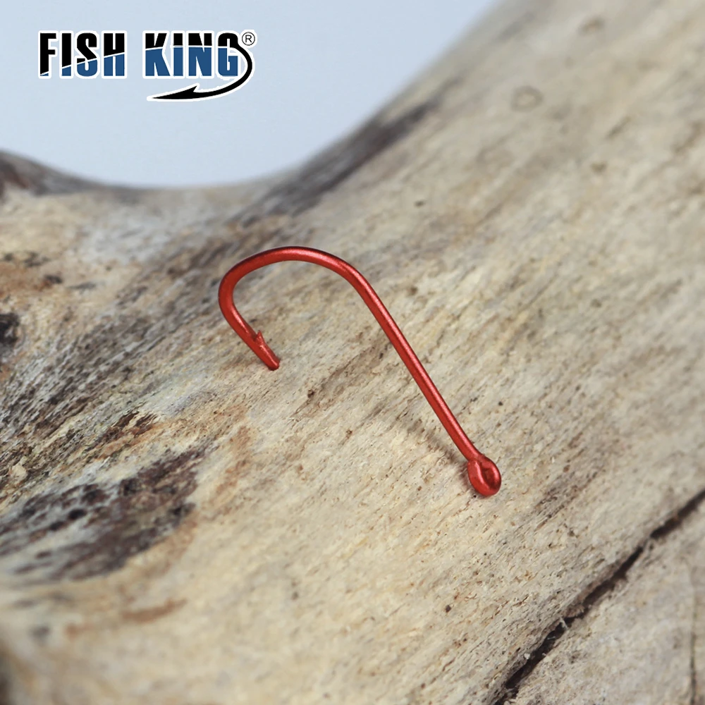 FISH KING 50/100PCS Box High Carbon Chinu Hook 6#-14# Sleeve Fish Hook Carp Hooks Fly Hooks Sea Fishing Hook Jigs for Fishing