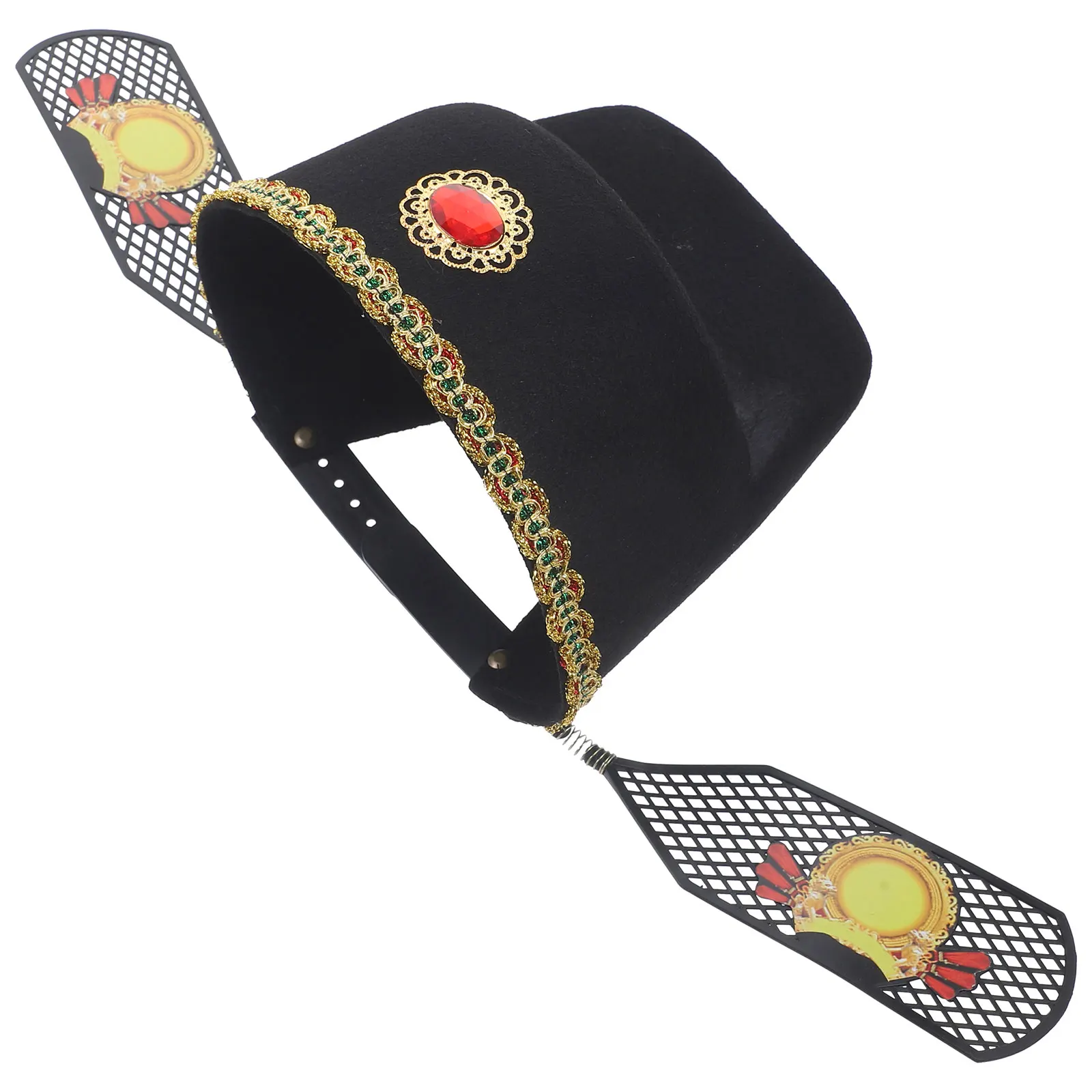 

Black God Wealth Hat Prop Stage Performance Kids Hats Festival Headwear Retro Cosplay Chinese Style Traditional