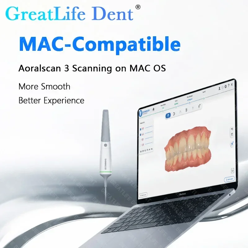 GreatLife Dent SHINING 3D Dental Aoralscan 3 Scanner intraoral AI Scan Compatível com MAC e OS Implante/Orthodontia/Restoração