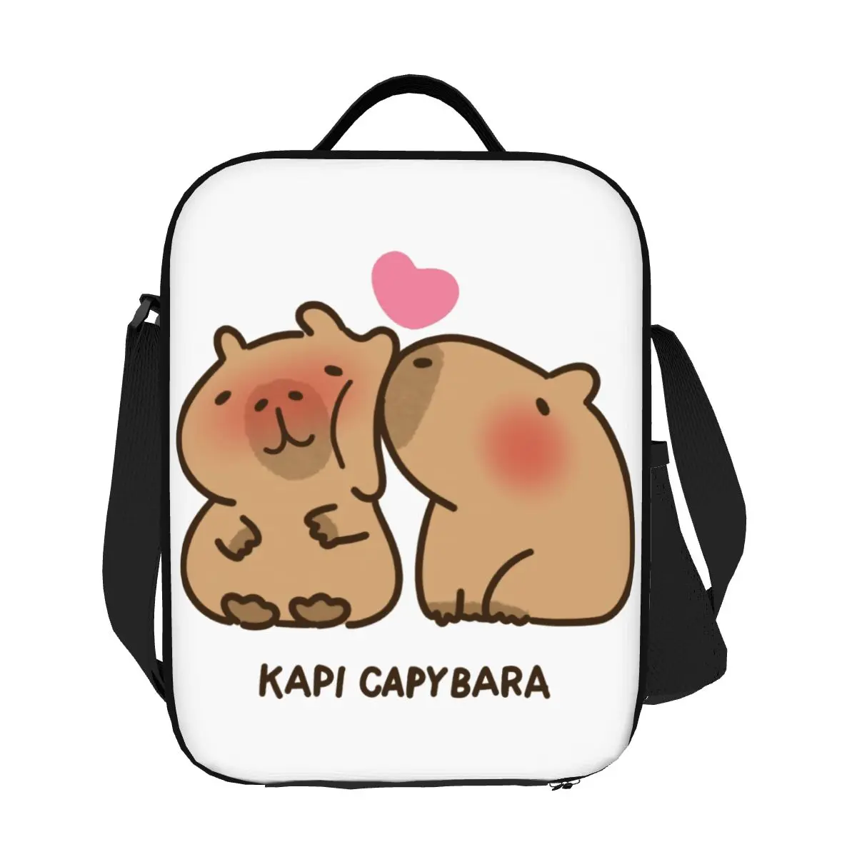 

Custom Capybara Couple Kiss Portable Lunch Boxes Women Waterproof Thermal Cooler Food Insulated Lunch Bag Kids School Children