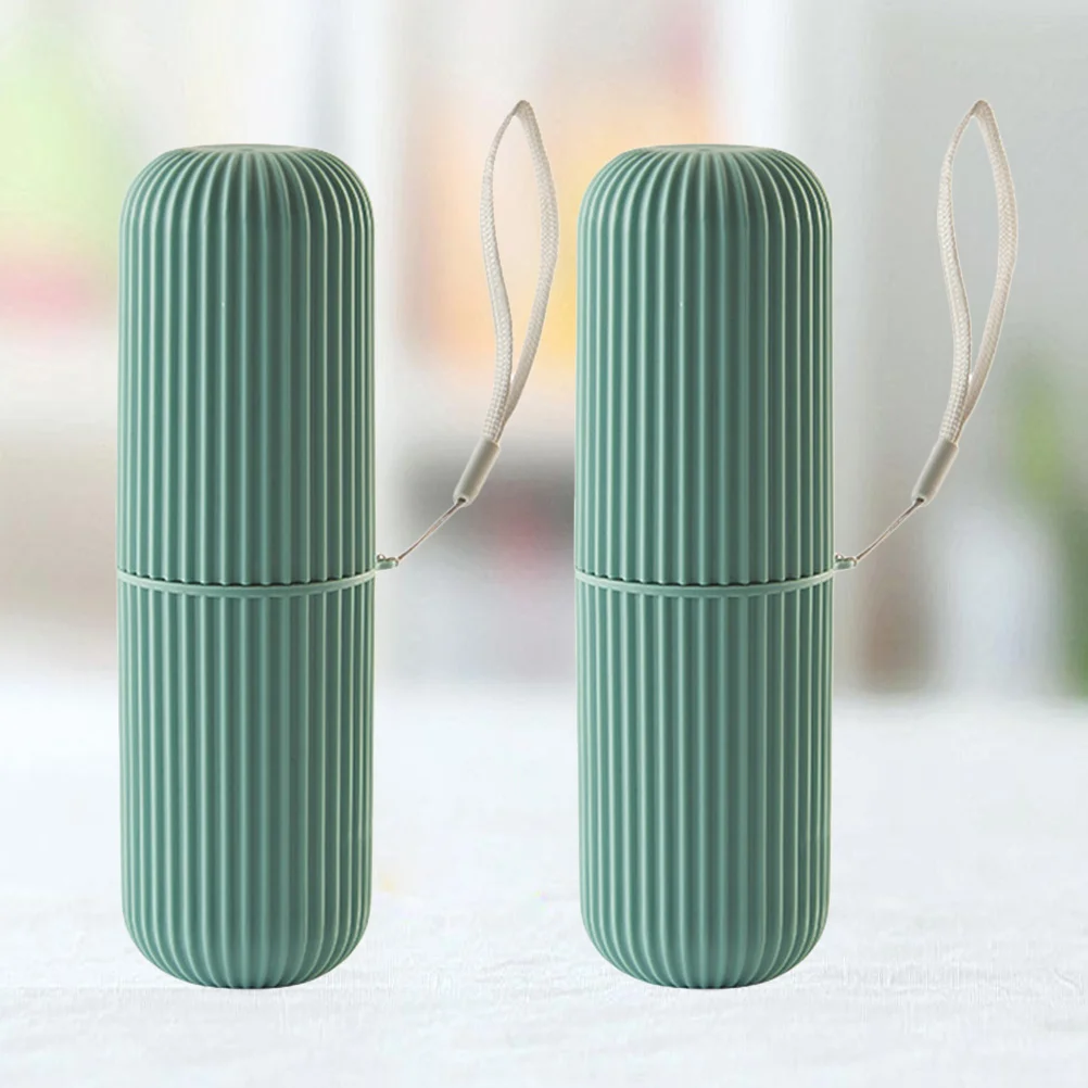 

2 шт., коробка для зубных щеток, портативный органайзер для путешествий, многофункциональный ящик для хранения, контейнер для зубной пасты, чехол для мелочей, зеленый