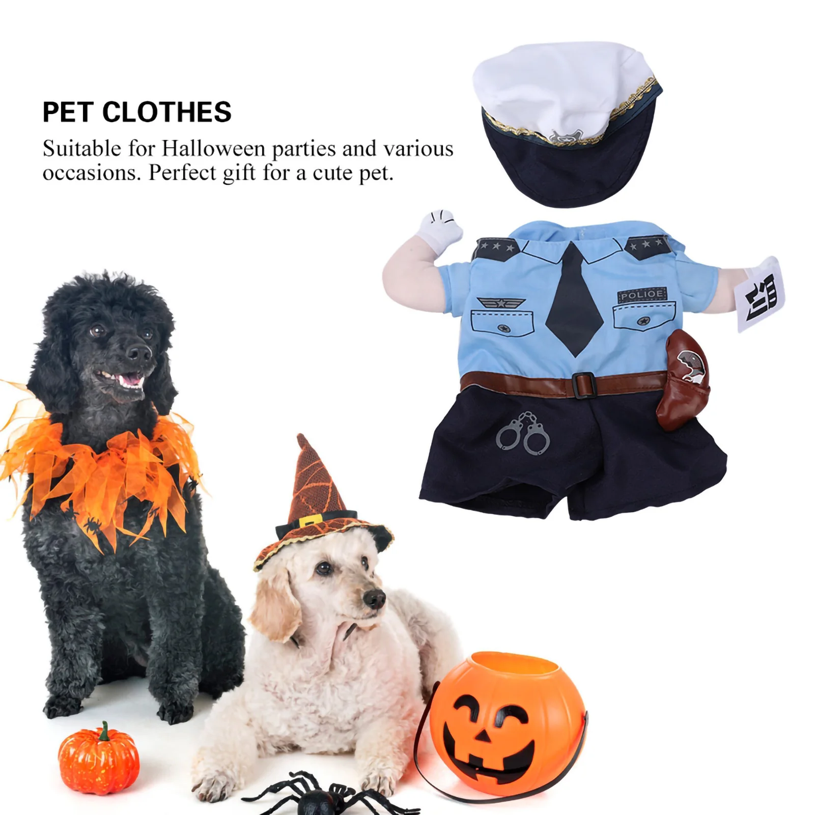 Cute Pet Halloween Clothes Penalty Police Upright Costume Dress Up For Cats Dogs