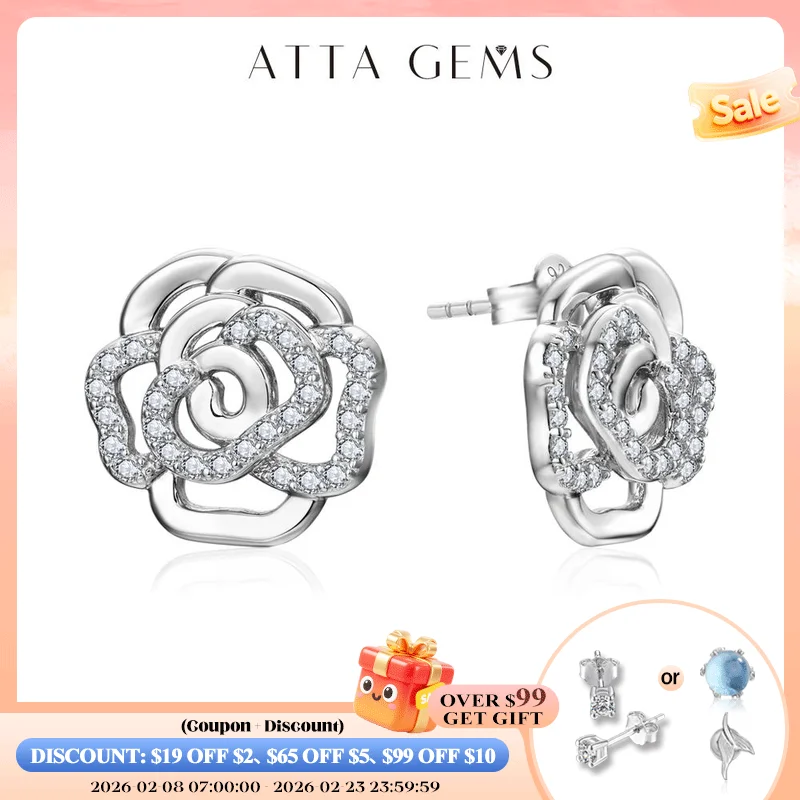 

ATTAGEMS новые бриллиантовые серьги для женщин S925 серебро 18k Позолоченные Оригинальные Цветы Свадебные украшения подарок для путешествий