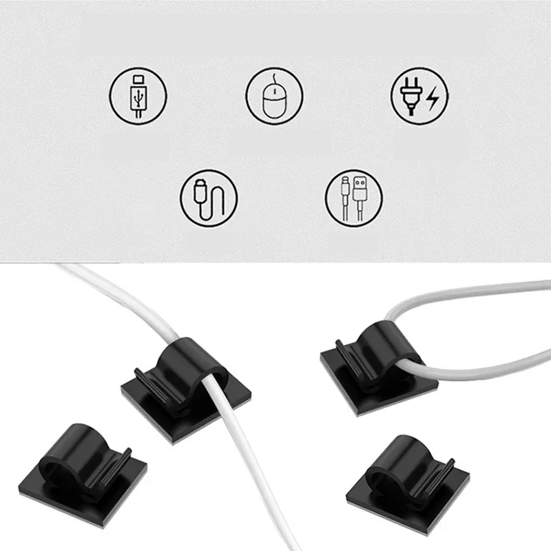 10/30/50pcs Adhesive Cable Organizer Clips Wire Winder Holder Earphone Mouse Cord Clip Protector Management Hooks Desktop Clamp