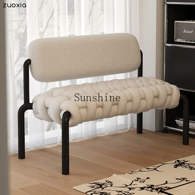 Nordic home leisure long soft bag back chair porch shoe changing stool