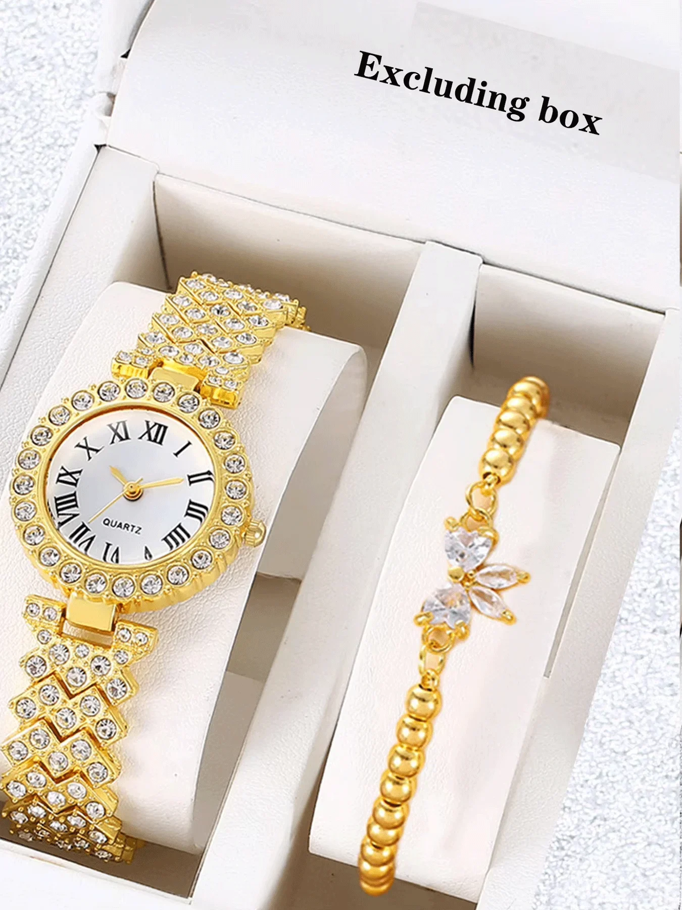 2-piece fashionable round versatile design, light luxury women's watch, women's high-end feel, business temperament set