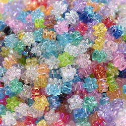 100pcs 4x7mm Acrylic Flower Beads Tiny AB Color Mix Shiny Loose Spacer Beads For Jewelry Making Diy Bracelet Necklace Keychain