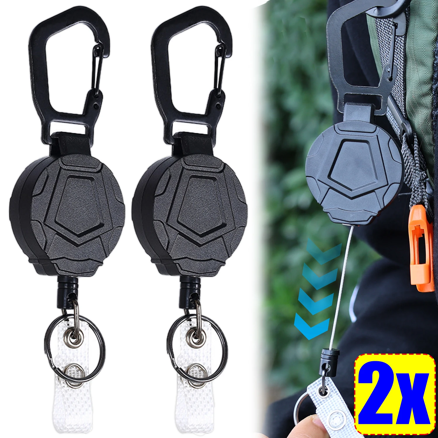 Telescopic Easy Pull Button Wire Rope High-elastic Key Chain Automatic Telescopic Hook Outdoor Mountaineering Backpack Hooks