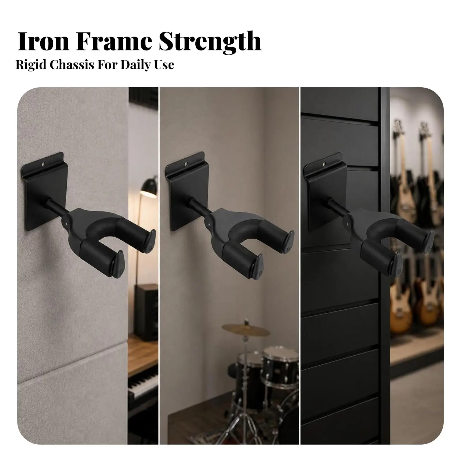 Self Locking Guitar Hanger Wall Mount Auto Lock Holder for Electric Guitar Bass with EVA Foam Padding