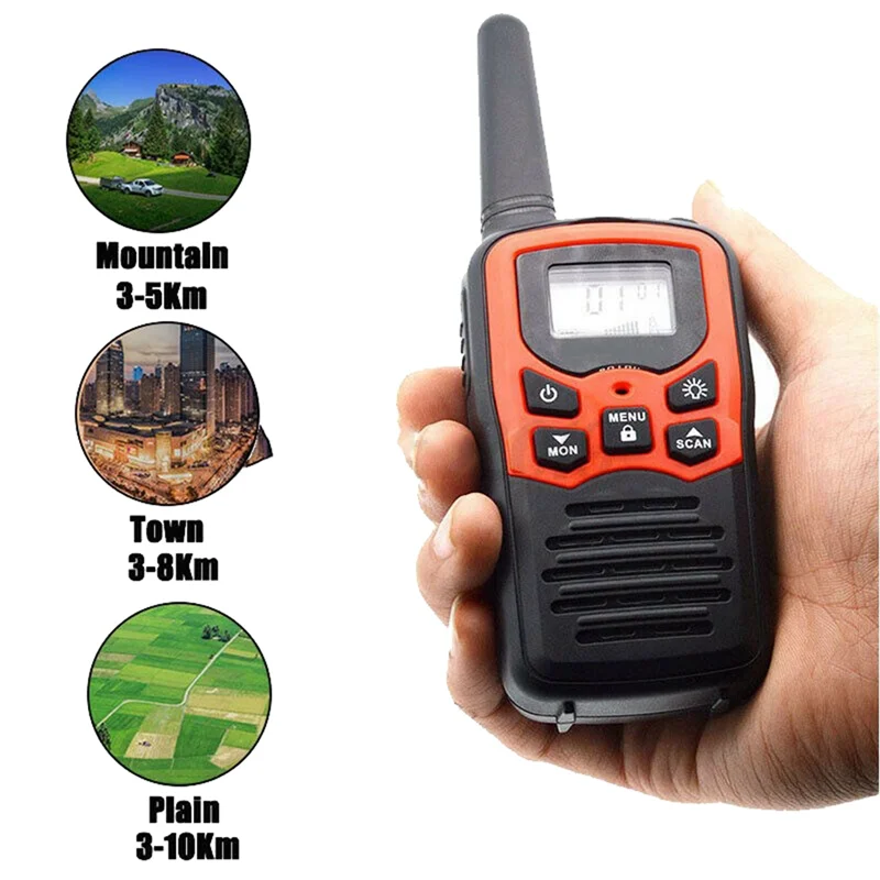 B64C2Pcs Handheld Walkie Talkie Radio 22 Channels Set 10 Km Uhf 400-470 Mhz Dual Band Long Range Communication Transceiver