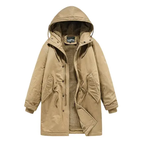 New American Retro M51 Mid-Length Windbreaker Parka with Hood Coat - Amish Cotton Long Coat for Men - Fall/Winter