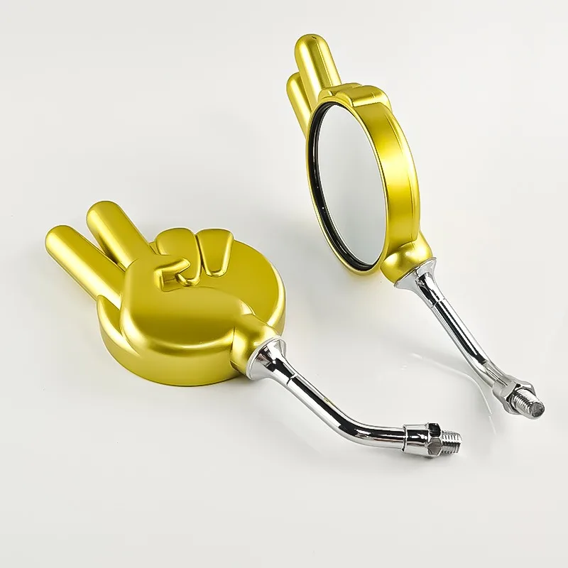 Scissor Hand Motorcycle View Mirror Universal Victory Gesture Scissor Hand Mirror 8mm Clockwise Reverse Motorcycle Mirror