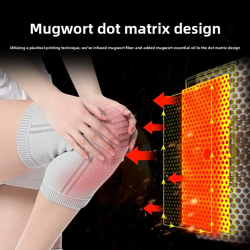 Graphene Heated Knee Pads Thermal Compression Support with Wormwood Knitted Leg Warmers for Elderly Old Cold Joint Pain Relief