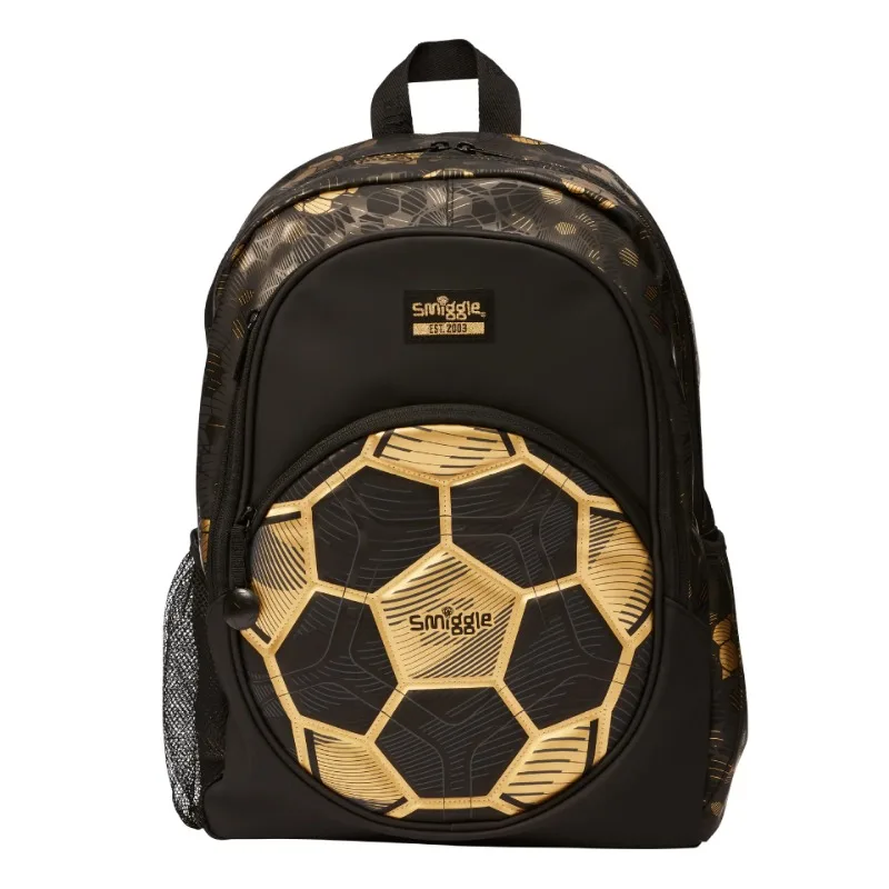 Mochila escolar Original de Australia Smiggle para niños, bolsas de PU impermeables de fútbol dorado, bolsa de almuerzo para bolígrafos