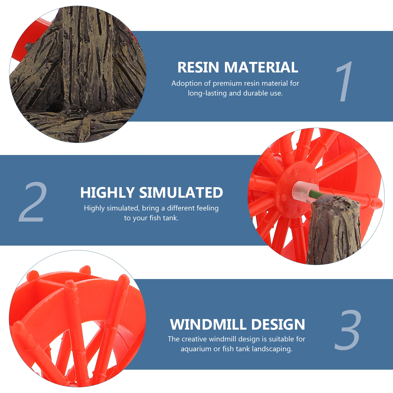 

Decorative Fake Windmill Resin Aquarium Ornament Wear-Resistant Fish Tank Accessory Creative Design Nature Look