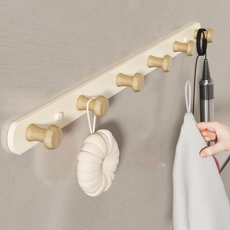 Wall Mounted Coat Rack,Entryway Hanging Coat Rack,Seel Metal Wood Coat Rail with Rustic Hooks Rail for Coat,Scarf,Bag,Towel,Key view 4