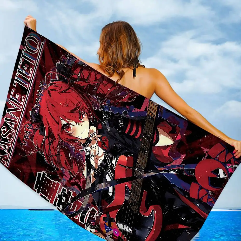 Singer Kasane Teto Anime Microfiber Beach Towel Absorbent Quick Dry Soft Yoga Swimming Resort Mountain Climbing Towel
