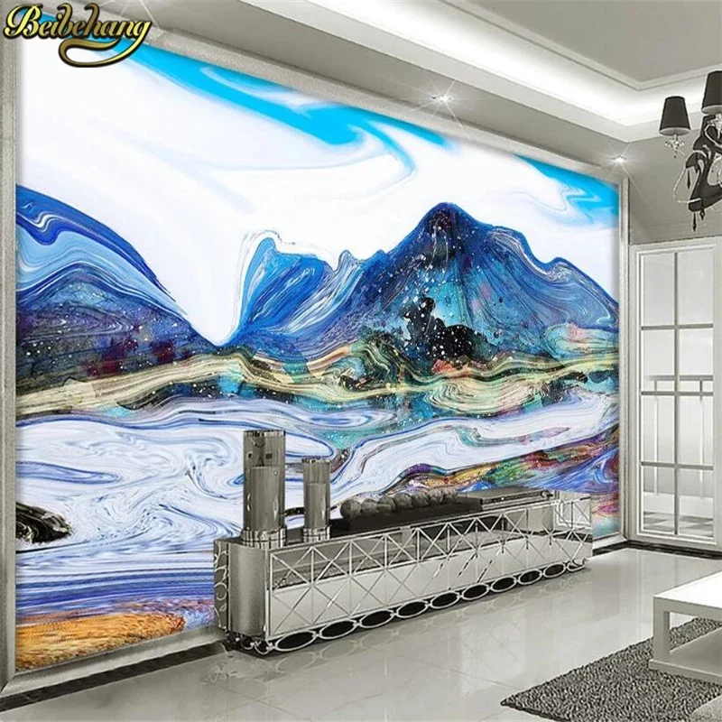 Custom Abstract ink landscape painting TV Background Wall paper Decoration Painting Hotel Study Room Bedroom Wallpaper Stickers