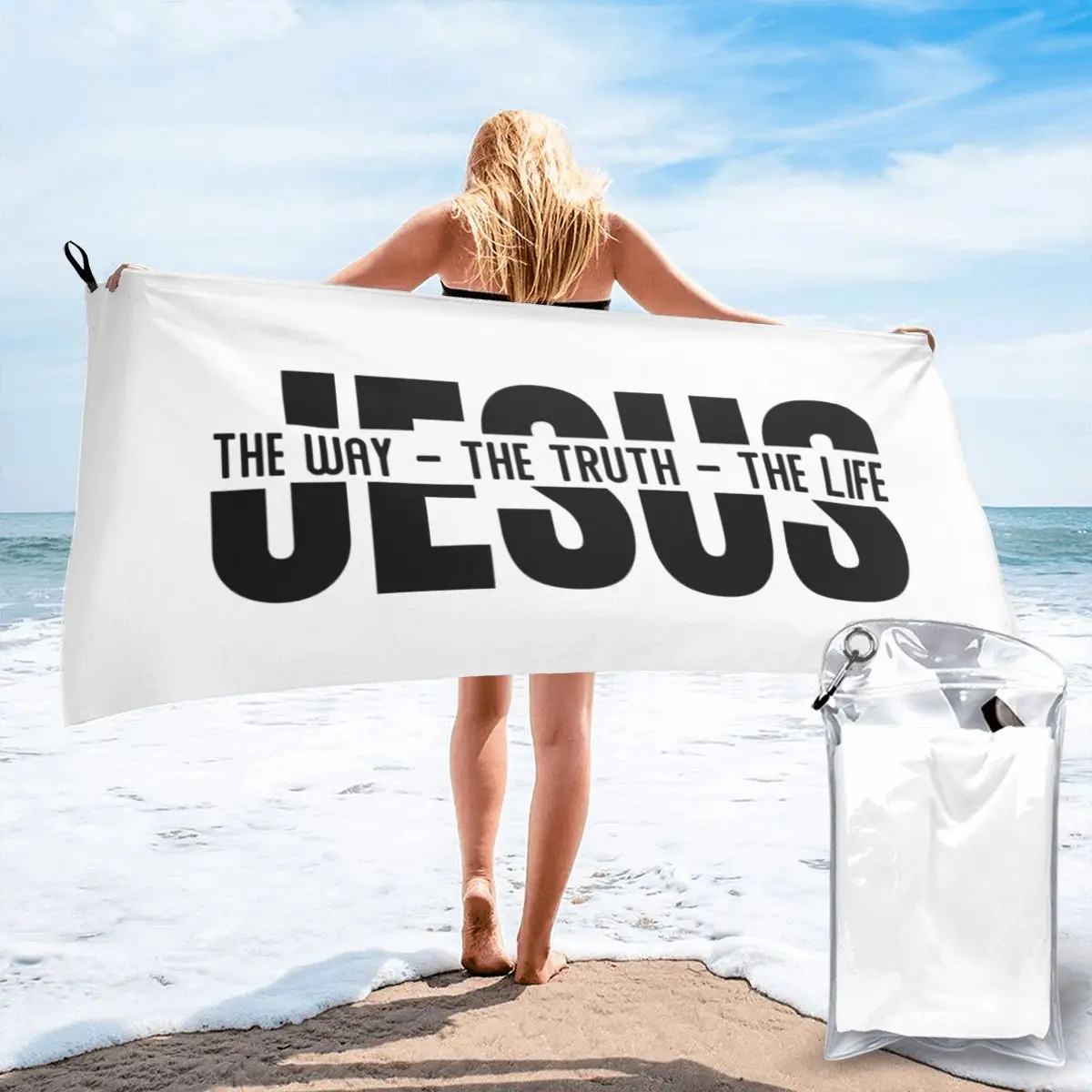 Jesus The Way The Truth The Life Religious Christian Faith Beach Towel Soft Microfiber Quick Dry Absorbent Quick Towels For Bath