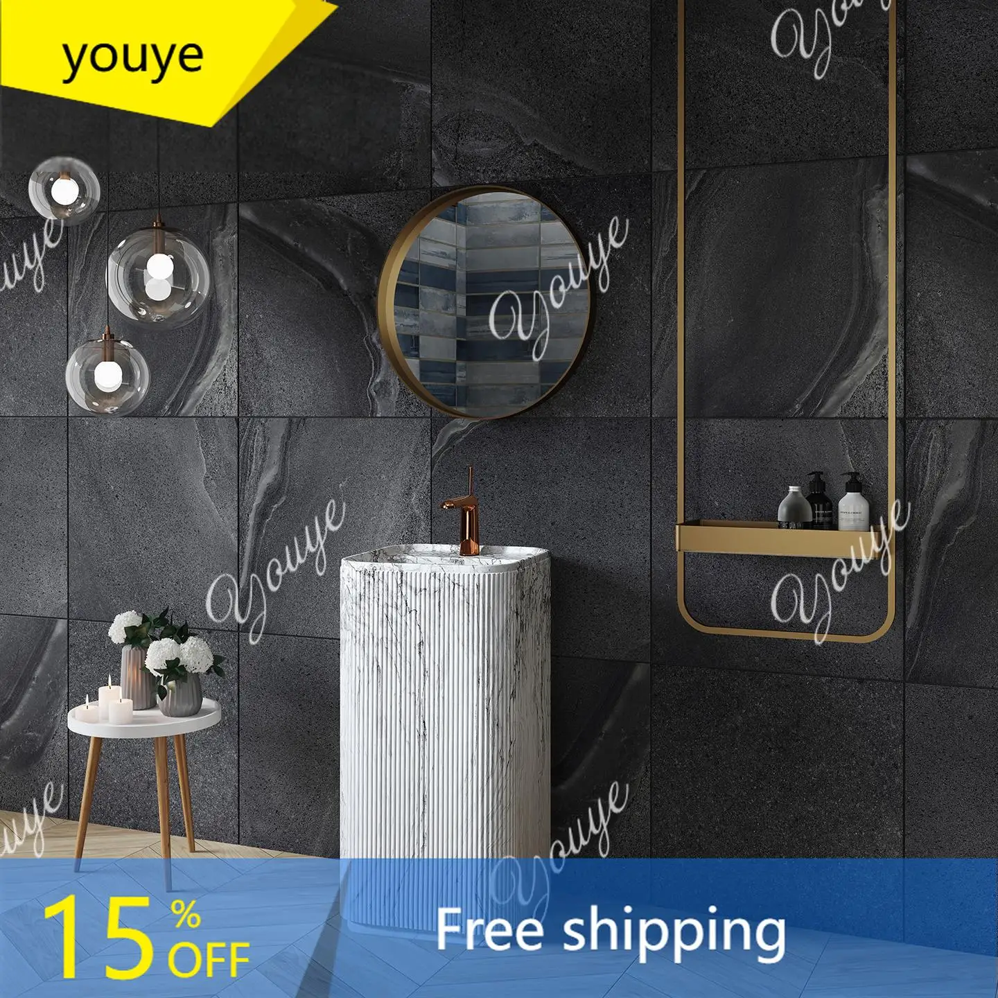 

To Luxury Calacatta Pedestal Sink, Italian Freestanding Artificial Marble Basin With Faucet For Hotel Villa, Customizable