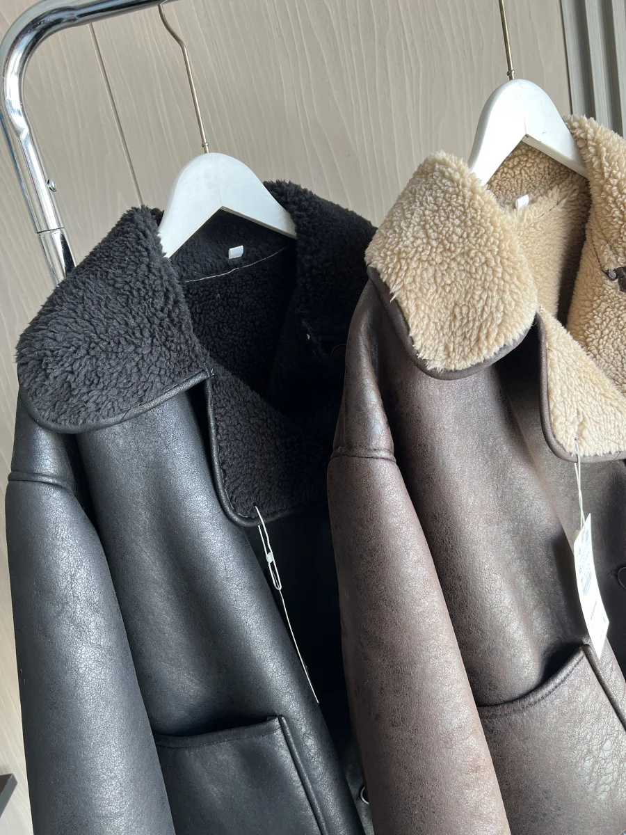 خريف شتاء جديد وصول المرأة على الوجهين طوق المتضخم طويلة الأكمام سترة الإناث رشاقته معطف دافئ