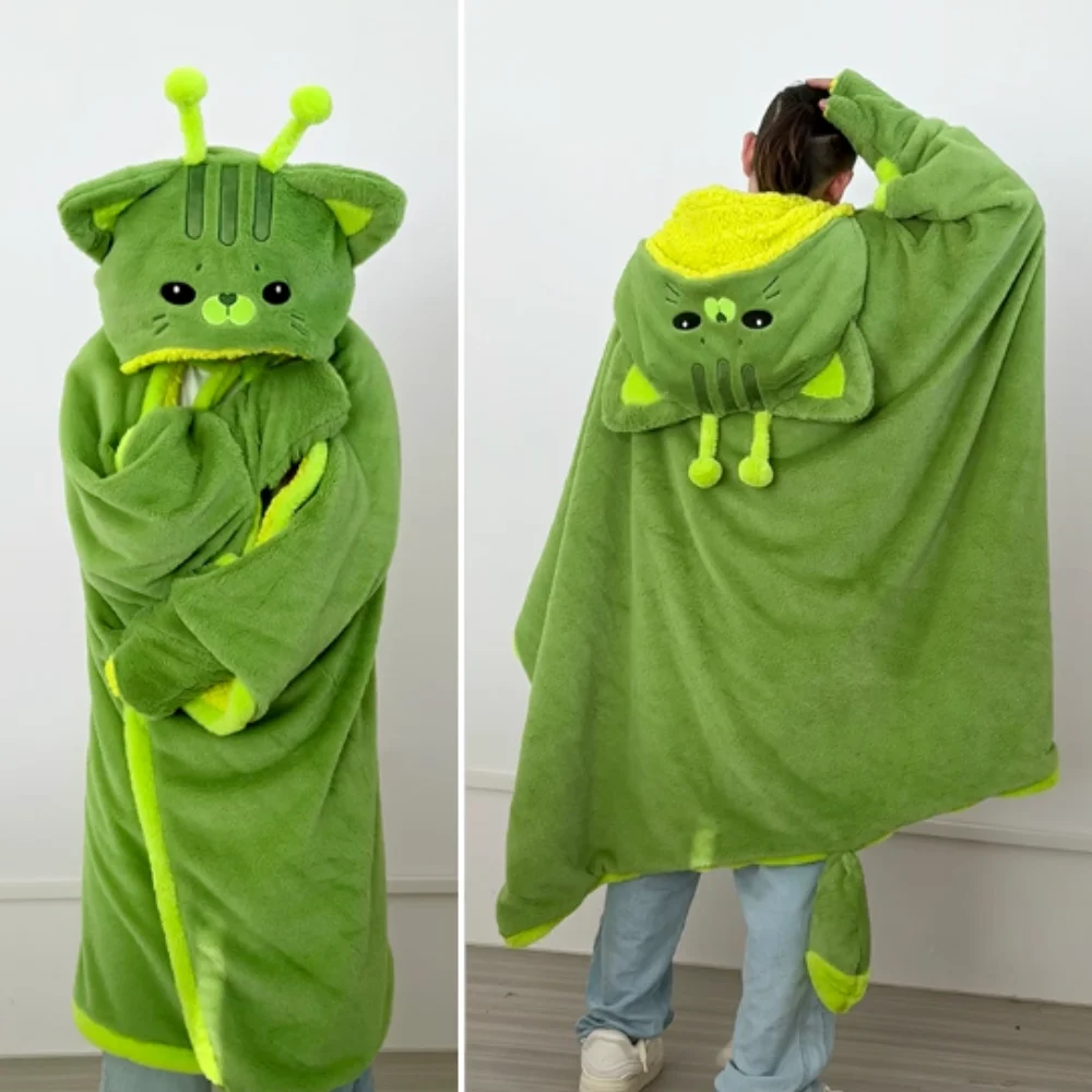 Creative Cartoon Alien Cat Cape Little Fox Rabbit Cloak Office & Home Wear Thickened Shawl for Outdoor Use Girls