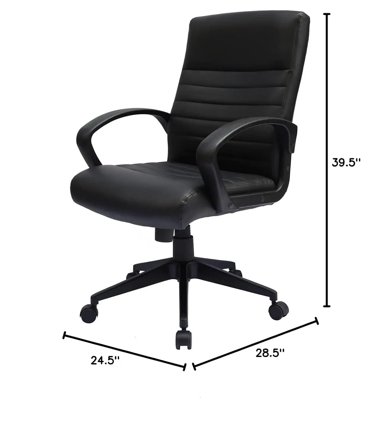 Ribbed Back Ergonomic Office Chair Adjustable Swivel Vinyl Task Seat Black, Customized