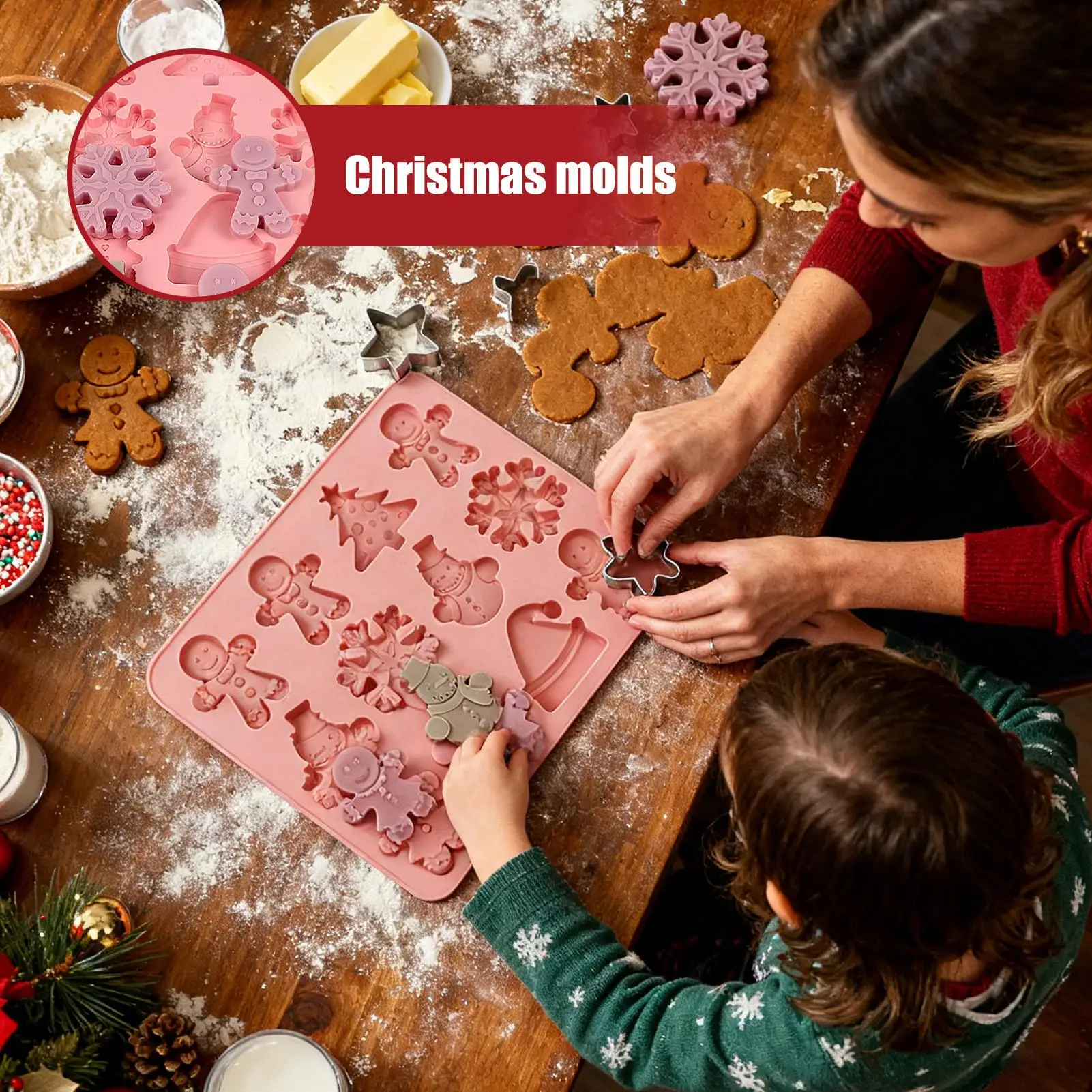 

Силиконовые рождественские формы, силиконовые гибкие рождественские украшения, зимние праздничные формы для выпечки тортов для девочек-початковщиков, ремесленные изделия