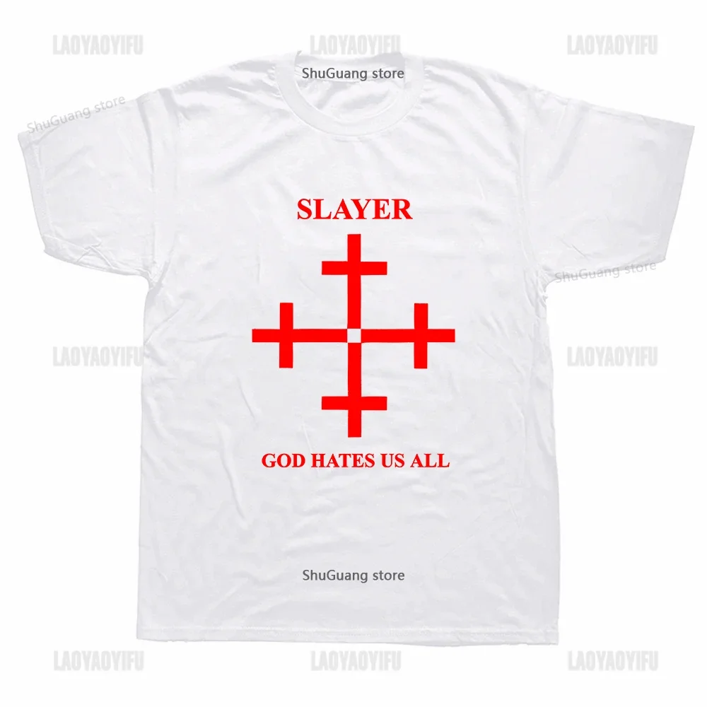 Fashion Slayers Metal Rock Band T Shirt God Hates Us All Unisex Men Women T Shirt Short Sleeve Cotton T-shirt Graphic T Shirts