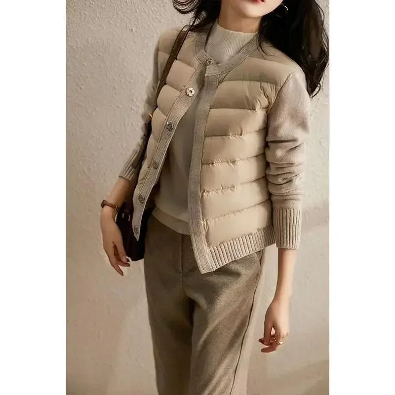 Pop Winter Sweater Patchwork Parka Women's Down Jackets Ultra Light Warm Casual Coat Female Puffer Jacket Oversized Outerwear