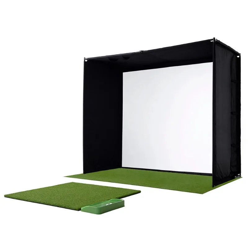 Golf emulator purse seine set, indoor practice mesh cage with frame double curtain