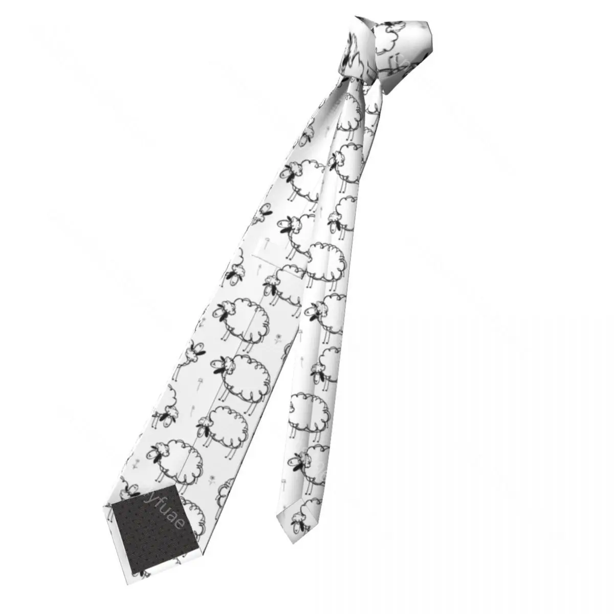 Sheep On Grass Comic Doodle_ Neckties Unisex Silk Polyester 8 cm Wide Neck Tie for Mens Suits Accessories Party