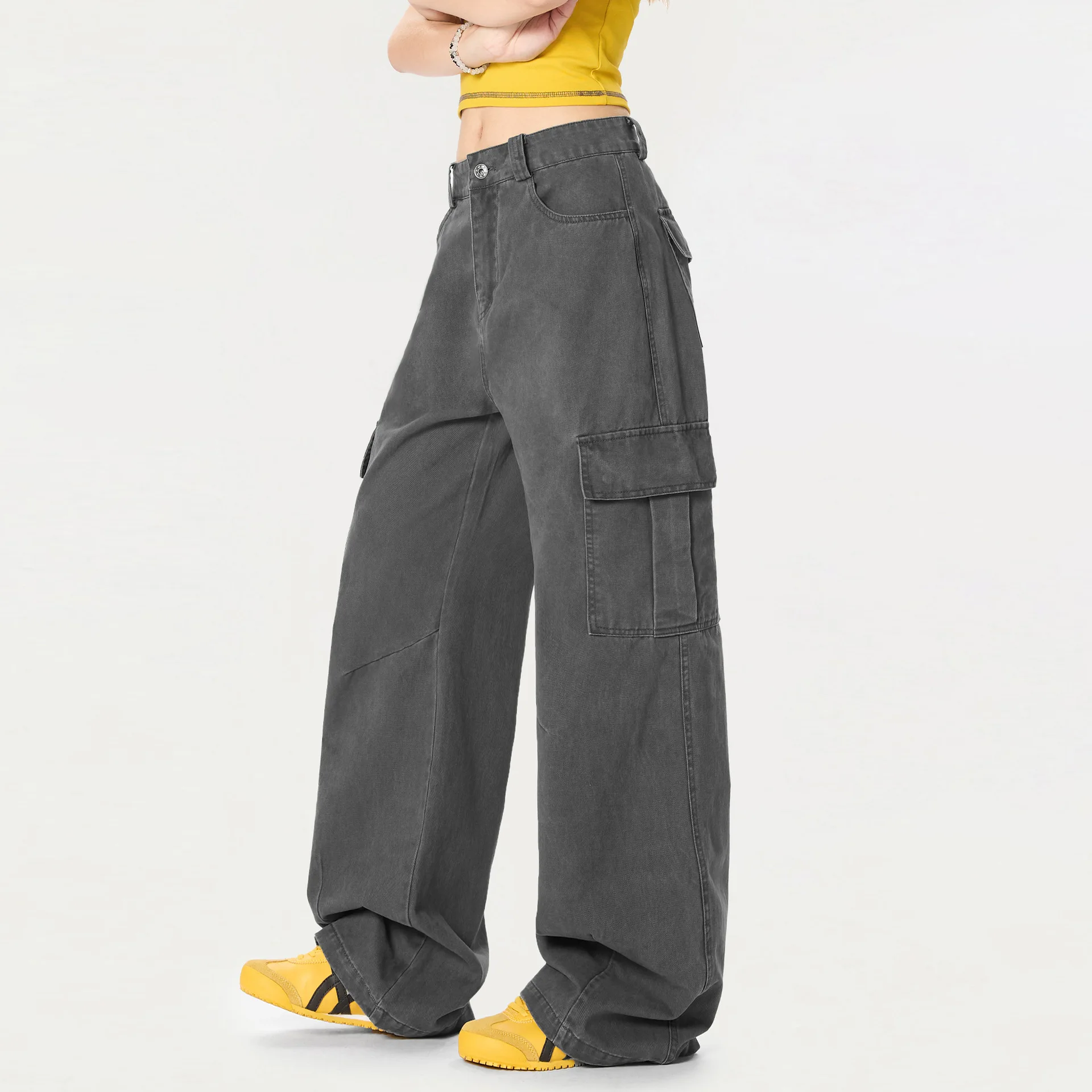 OR FL Barne Wind 100 Cotton Women Pants Street Trendy brand Cool and Cool Breeze Drooping Wide Leg Staraight Women's Casual Pant