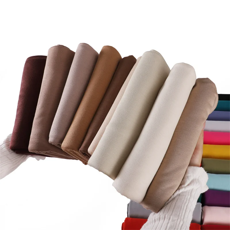 80*180cm Modal Rayon Cotton Muslim Jersey Hijab Women Solid Color Scarf Ramadan Long Shawl Plain Soft Turban Wraps Headband