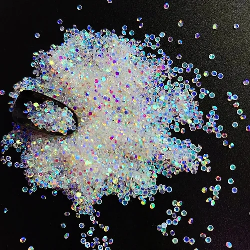 반짝이는 크리스탈 AB 미니 픽시 네일 라인스톤 글리터 3D 마이크로 다이아몬드, 네일 아트 DIY 액세서리, 1440 개 