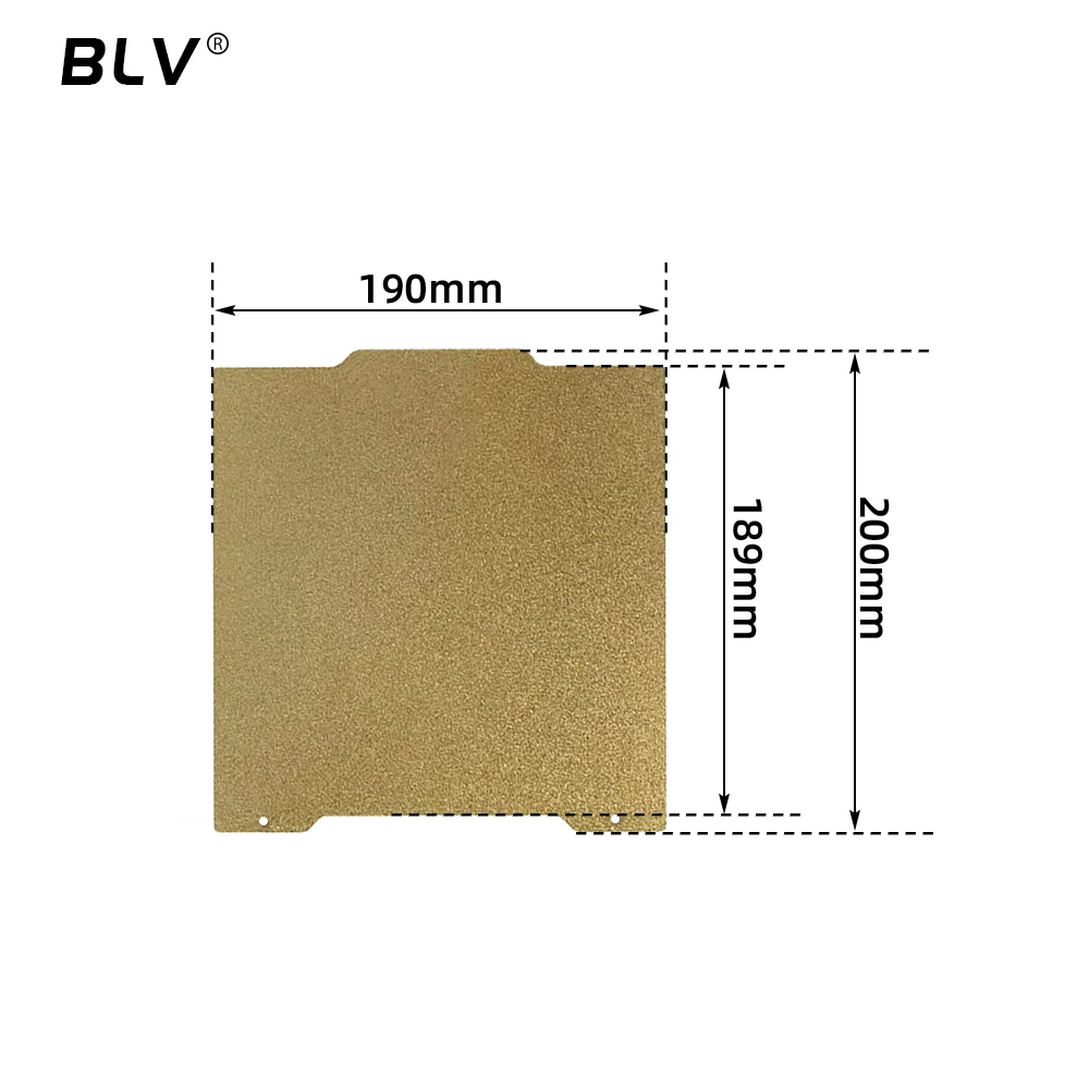 BLV® 190X189(200mm) Prusa MINI gold Double Sided Textured PEI Spring Steel Sheet Powder Coated PEI Build Plate 3D Printer