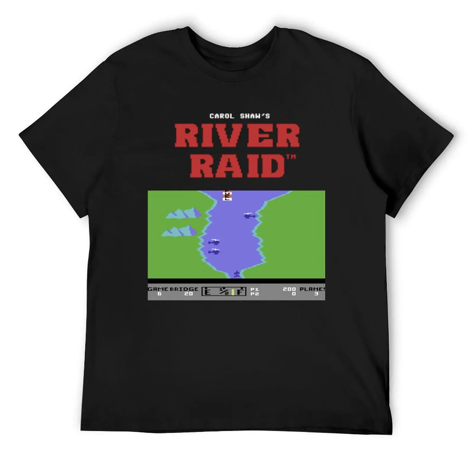 River Raid para C64 e outros computadores domésticos. (1) Camisetas gráficas camisetas anime camiseta masculina de algodão