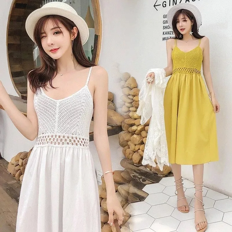 Vestidos de verano para mujer, 6 colores, moda coreana, vacaciones, dulce, combina con todo, elegante, Fairycore, Midi Y2k, ropa de calle