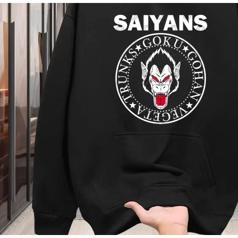 سويت شيرت بغطاء للرأس مطبوع عليه Dragon Ball Saiyan Great Ape وأسماء الشخصيات مع غطاء رأس للمعجبين والارتداء اليومي