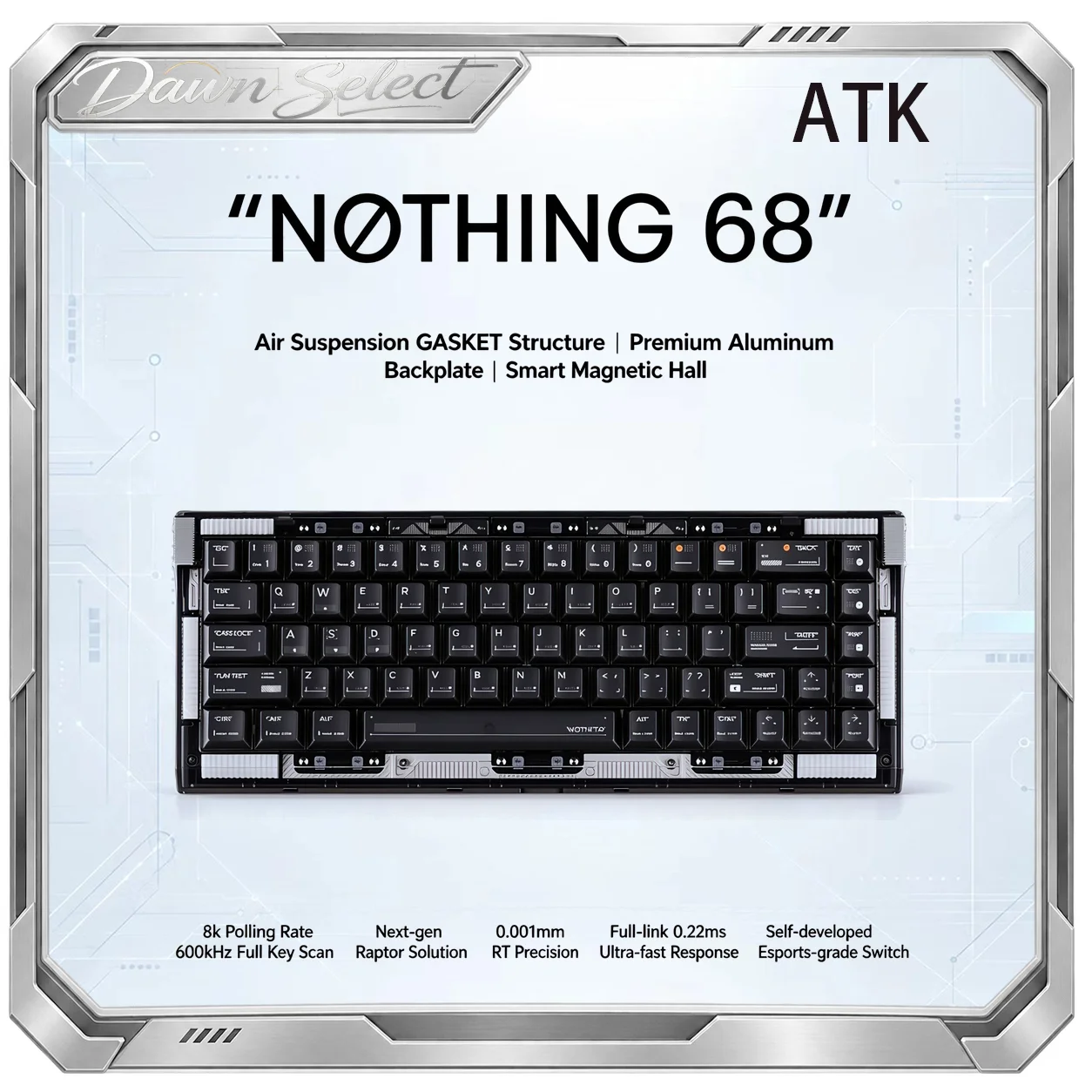 ATK VELOTA NOTHING 68 Transparent Magnetic Switch Keyboard 8K Polling Rate Self-developed Flagship Magnetic Axis RGB Light Rail
